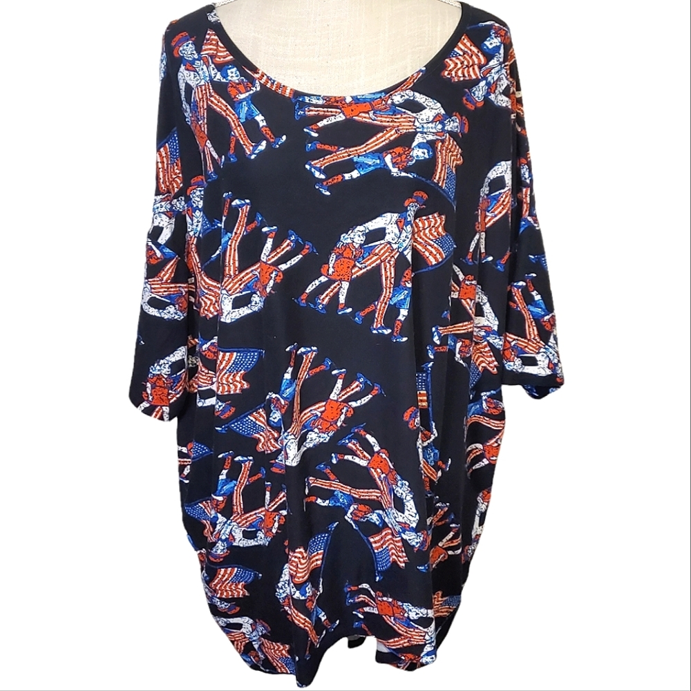 LULAROE | Women's Irma tunic uncle sam print top. Size 2XL.